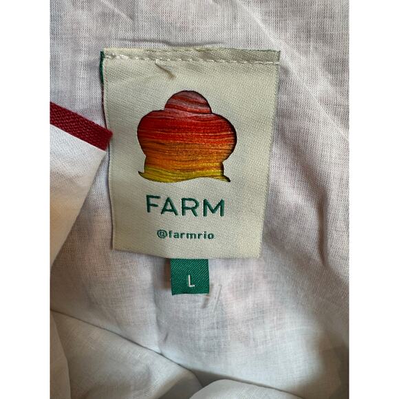 FARM Rio Mary's Tiles Embroidered Linen Dress - Size L - Picture 8 of 8